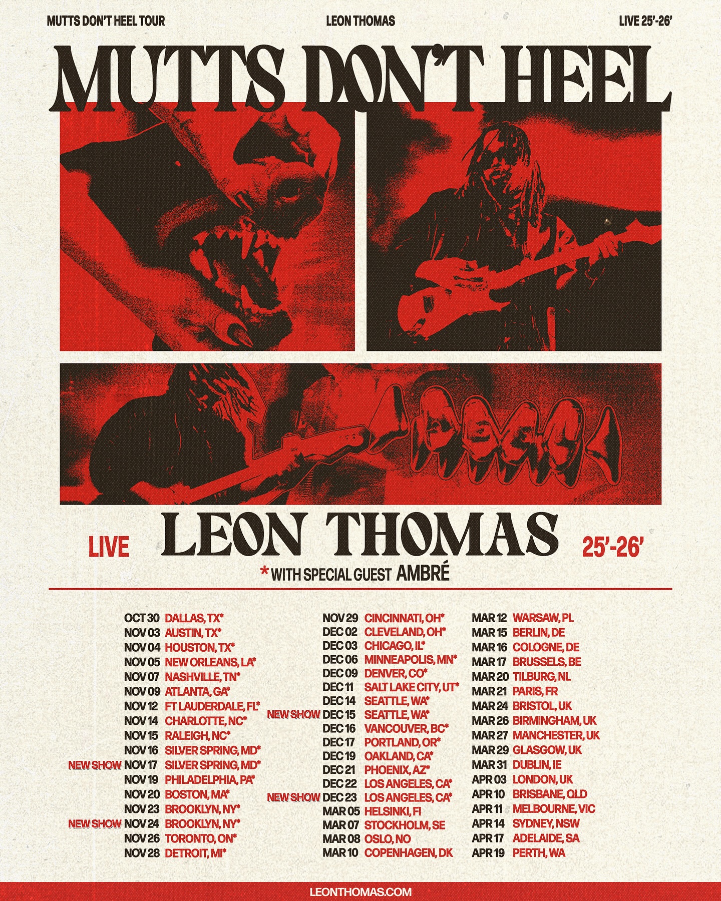 Leon Thomas Mutts Dont Heel Tour Poster 2025-2026